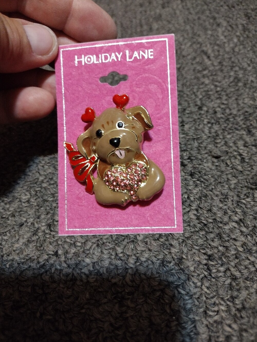 Pink Puppy Heart Pin by Holiday Lane